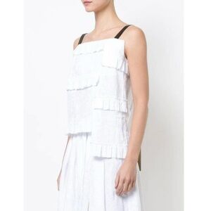 LOEWE Broderie Anglaise Ruffle Camisole In White, Runway, size M (8US) NWT